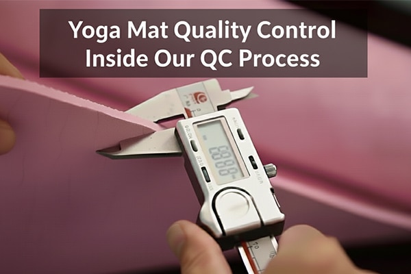A finished yoga mat undergoes a final quality control inspection, checking for color accuracy, edge straightness, and surface defects.