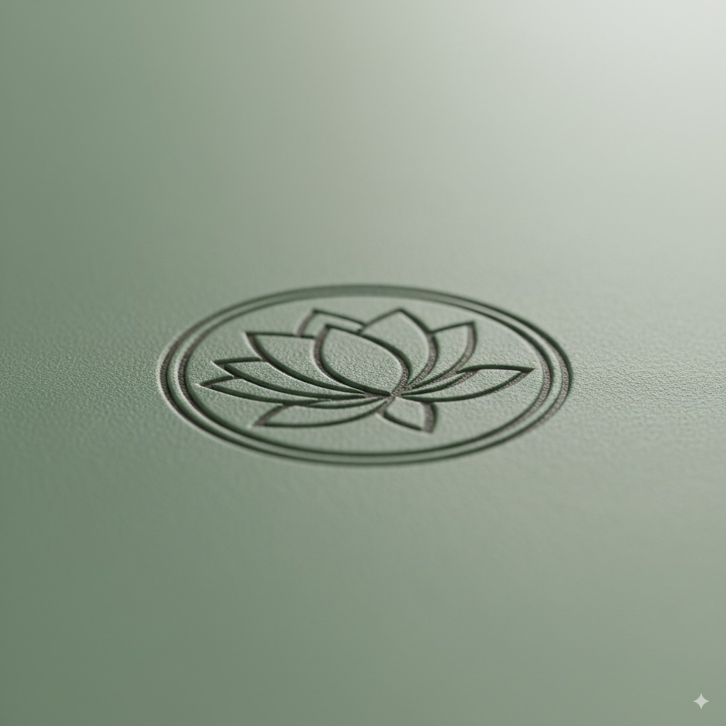A depiction of the digital design process, showing a logo file being prepared for a yoga mat.