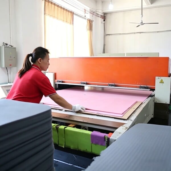 Industrial die cutting machine for high-volume yoga mat production