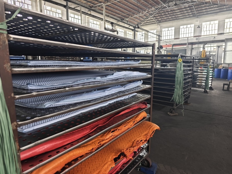 High-density TPE/Rubber foaming process at our yoga mat factory.